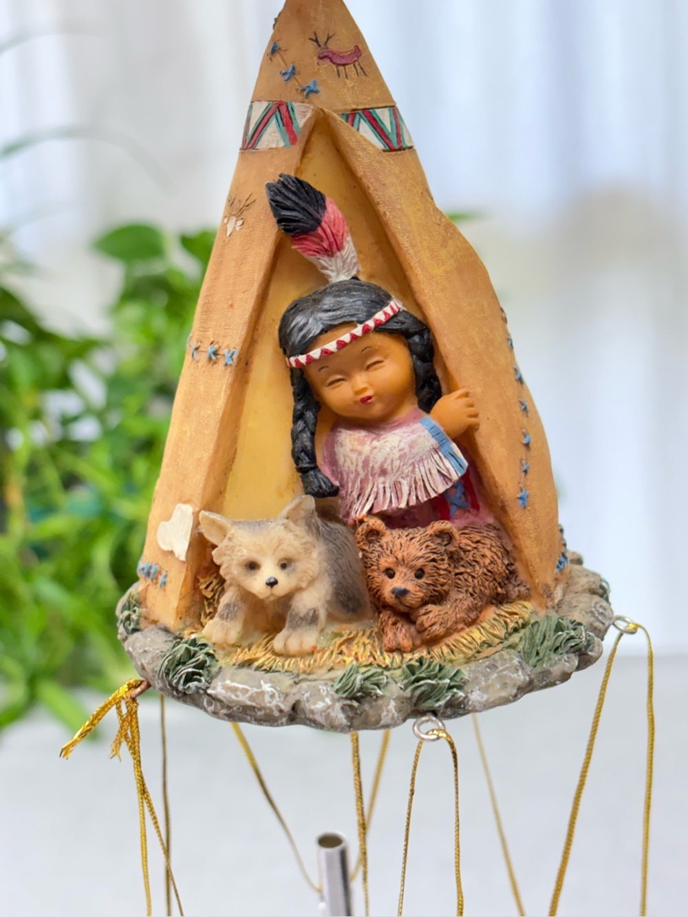 Vintage 2002 DWK Native American Teepee Little Companions Heaven Sent Wind Chime